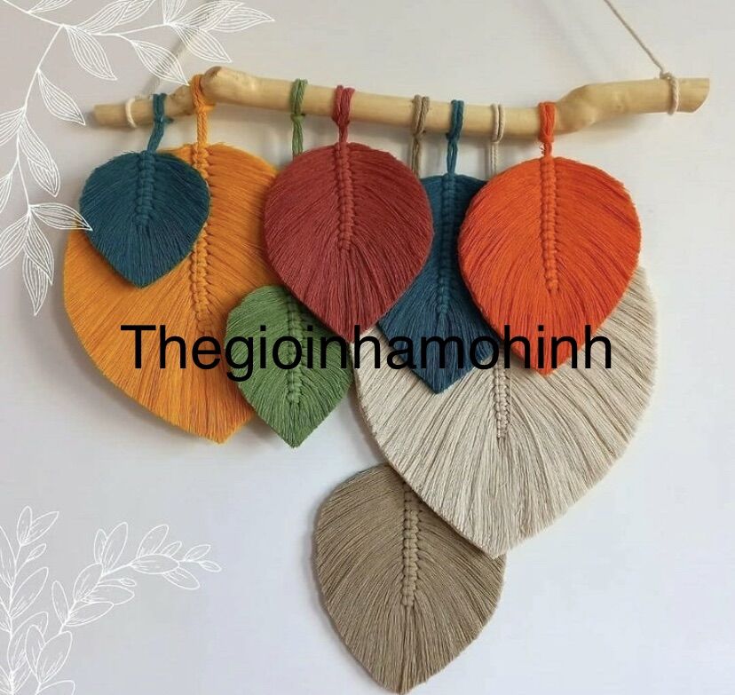 Cành lá macrame có phun keo định hình