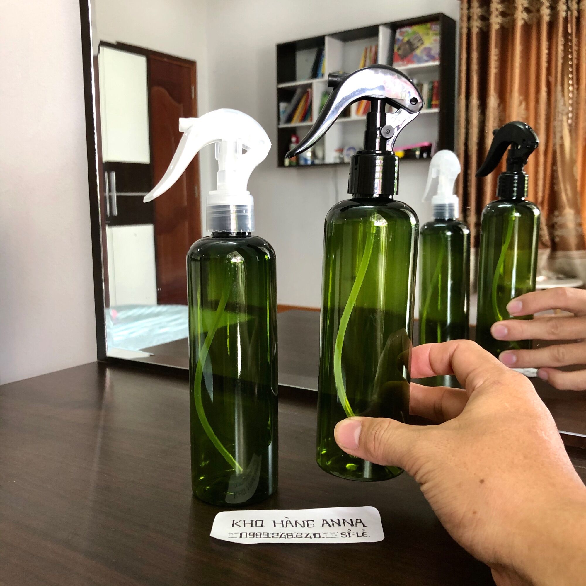 Bình chai đựng nước xịt tóc / Chai xịt nước tưới cây - Chai bình nhựa 500ml/ 300ml/ 200ml/ 100ml màu xanh xịt nước phun sương, Bình Xịt tưới cây