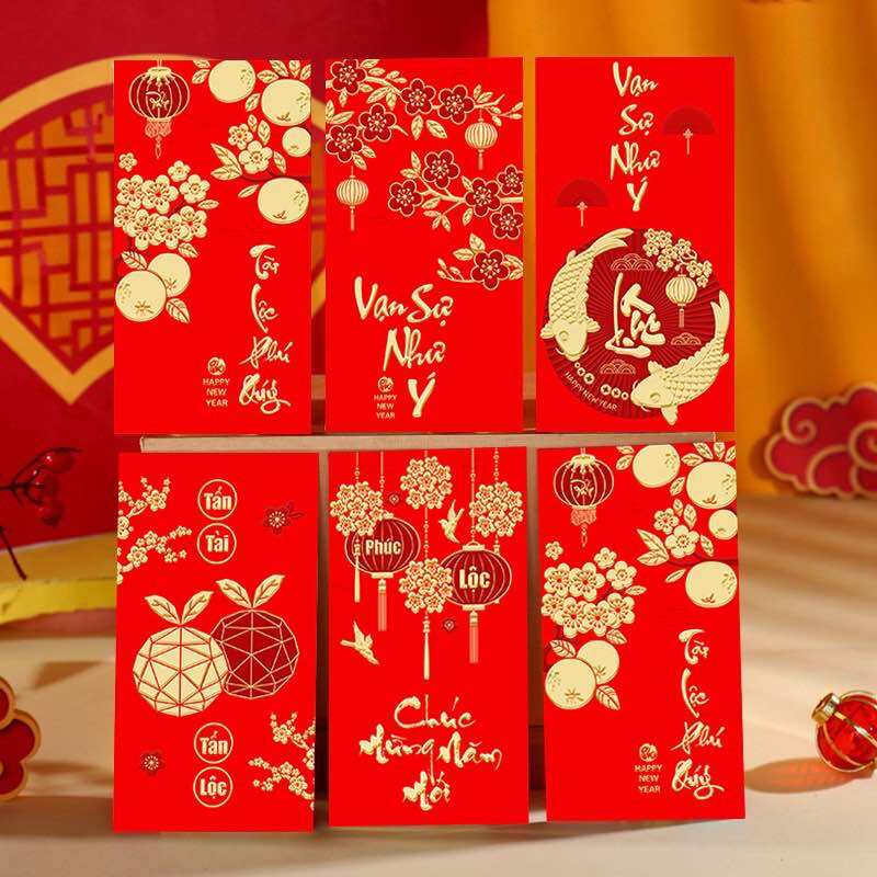 Lì xì đỏ nhung tết 2024, lì xì đỏ năm mới 2024