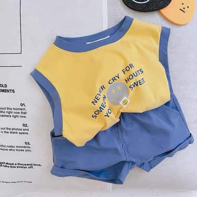 Set bộ áo icon chữ cotton cho bé trai