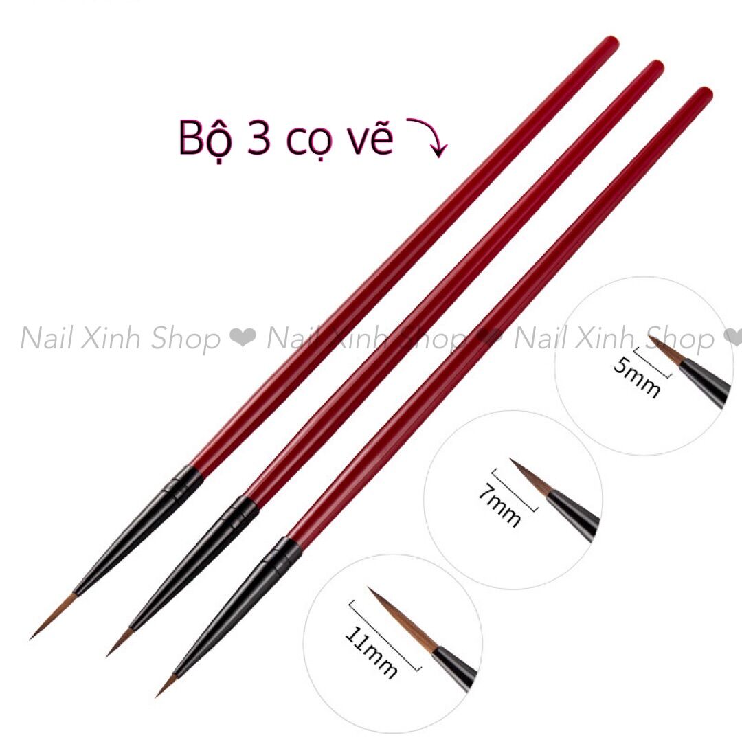 [HCM]Set 3 cọ vẽ nail cho dân làm móng nghệ thuật