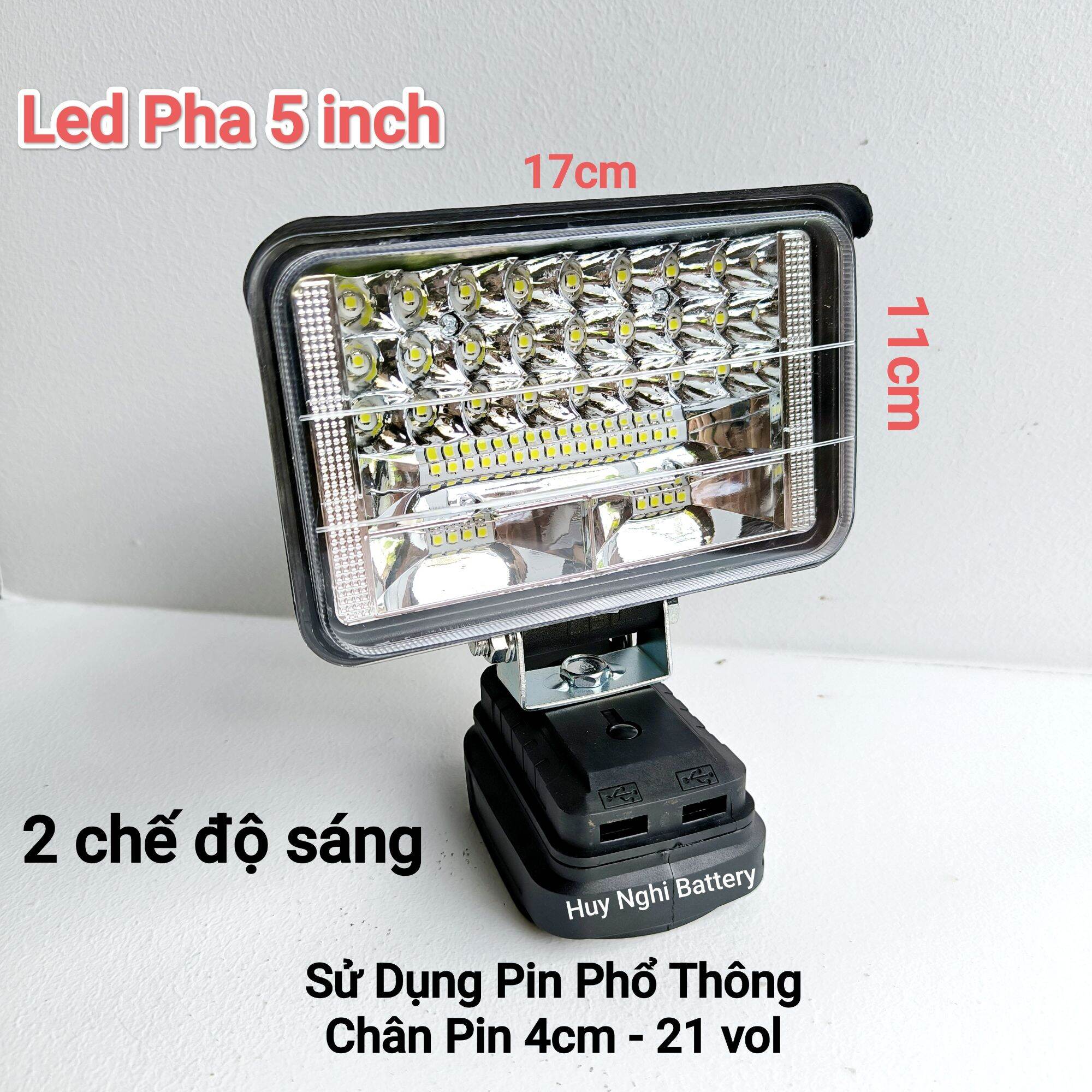 Đèn led pha dùng pin phổ thông 4cm: 21v