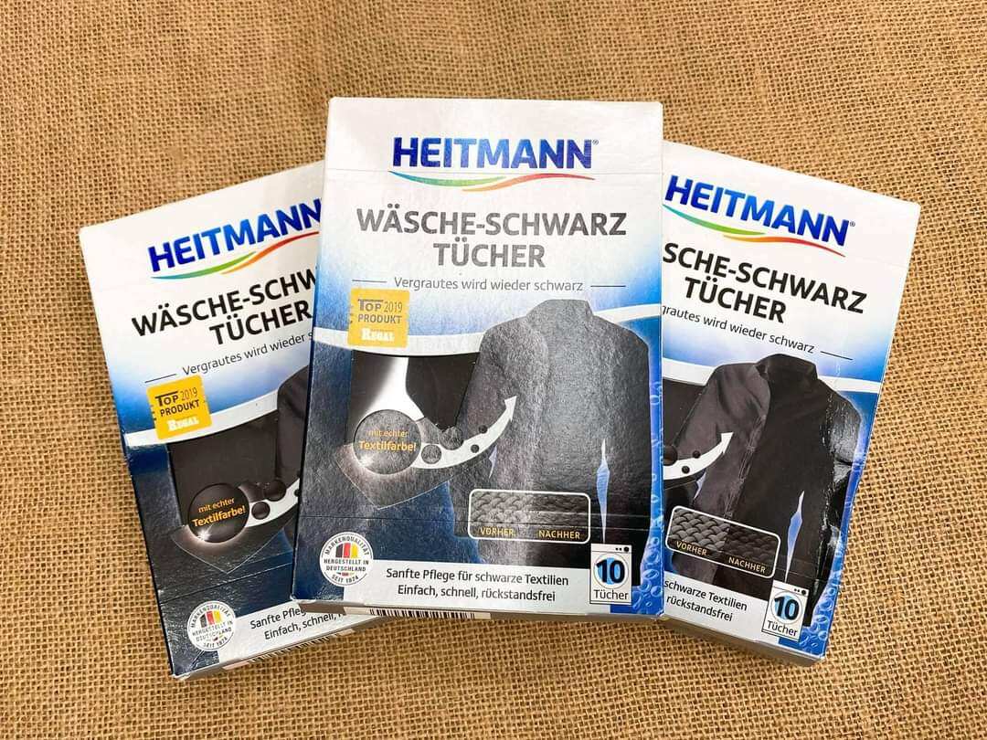 Giấy giặt nhuộm đen quần áo Heitmann xách tay Đức