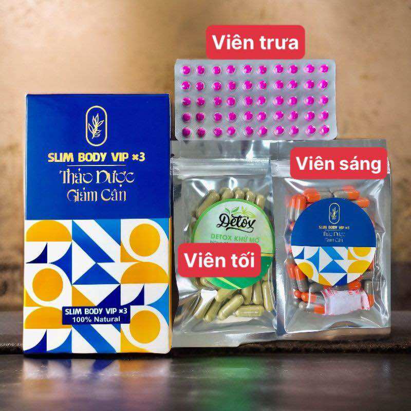 Giảm cân slim body vip x3 + tặng detox đêm giảm nhanh