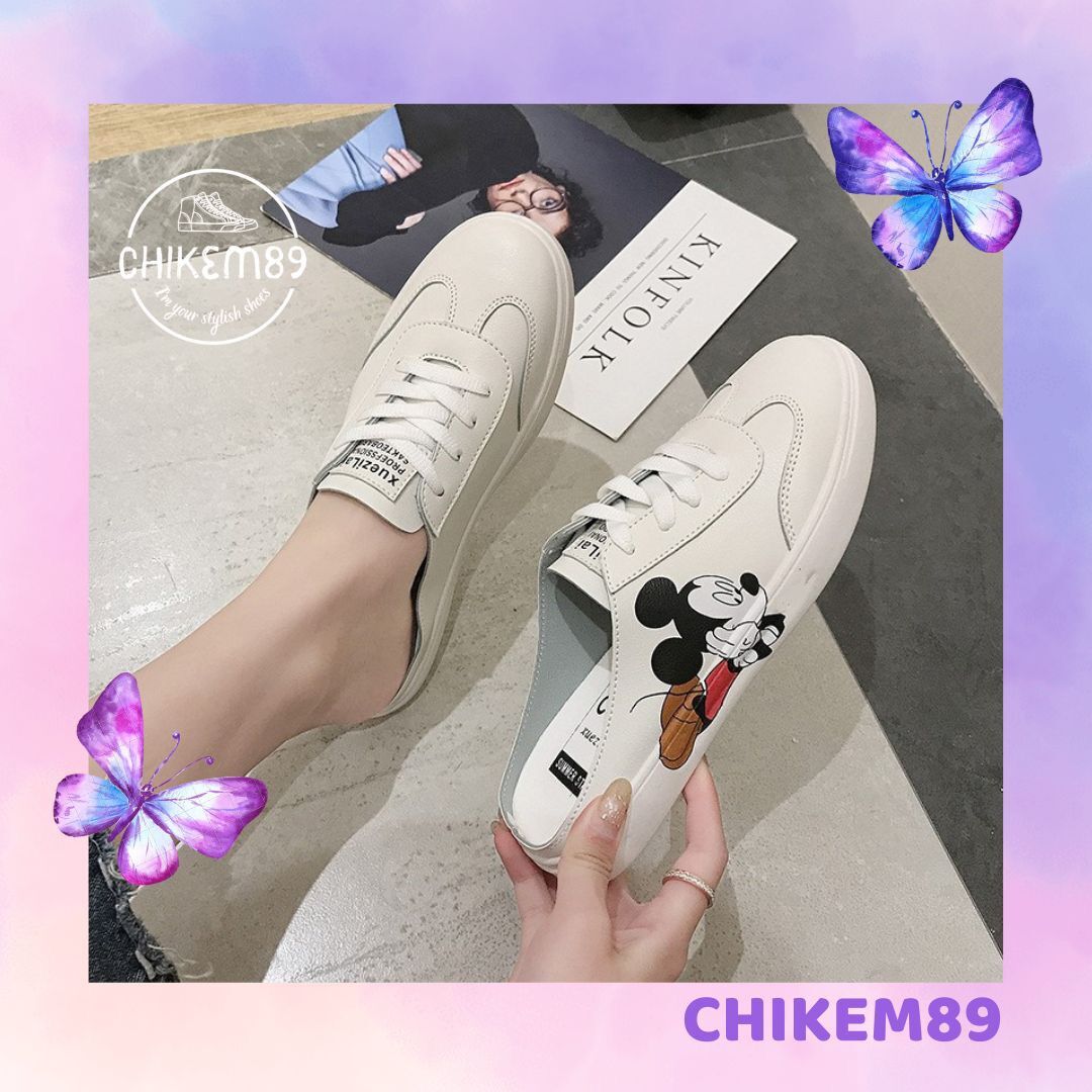 Giày sục nữ, giày sục thể thao nữ, giày sục bệt bata Mickey hot hit hè 2020 tăng chiều cao