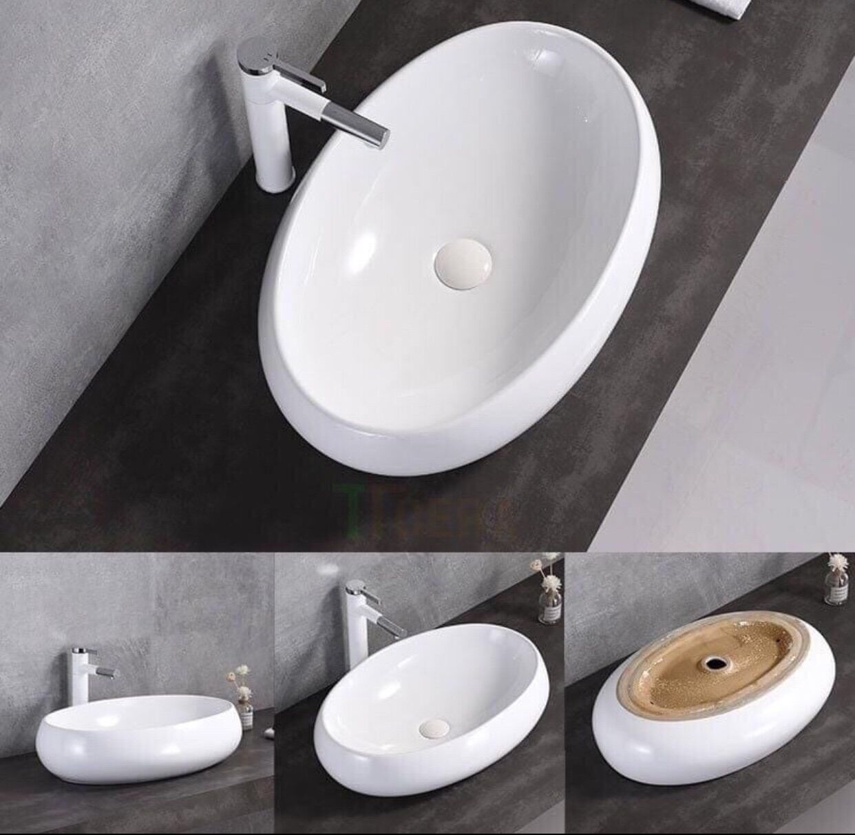 Chậu lavabo đặt bàn ( hình OVAL)
