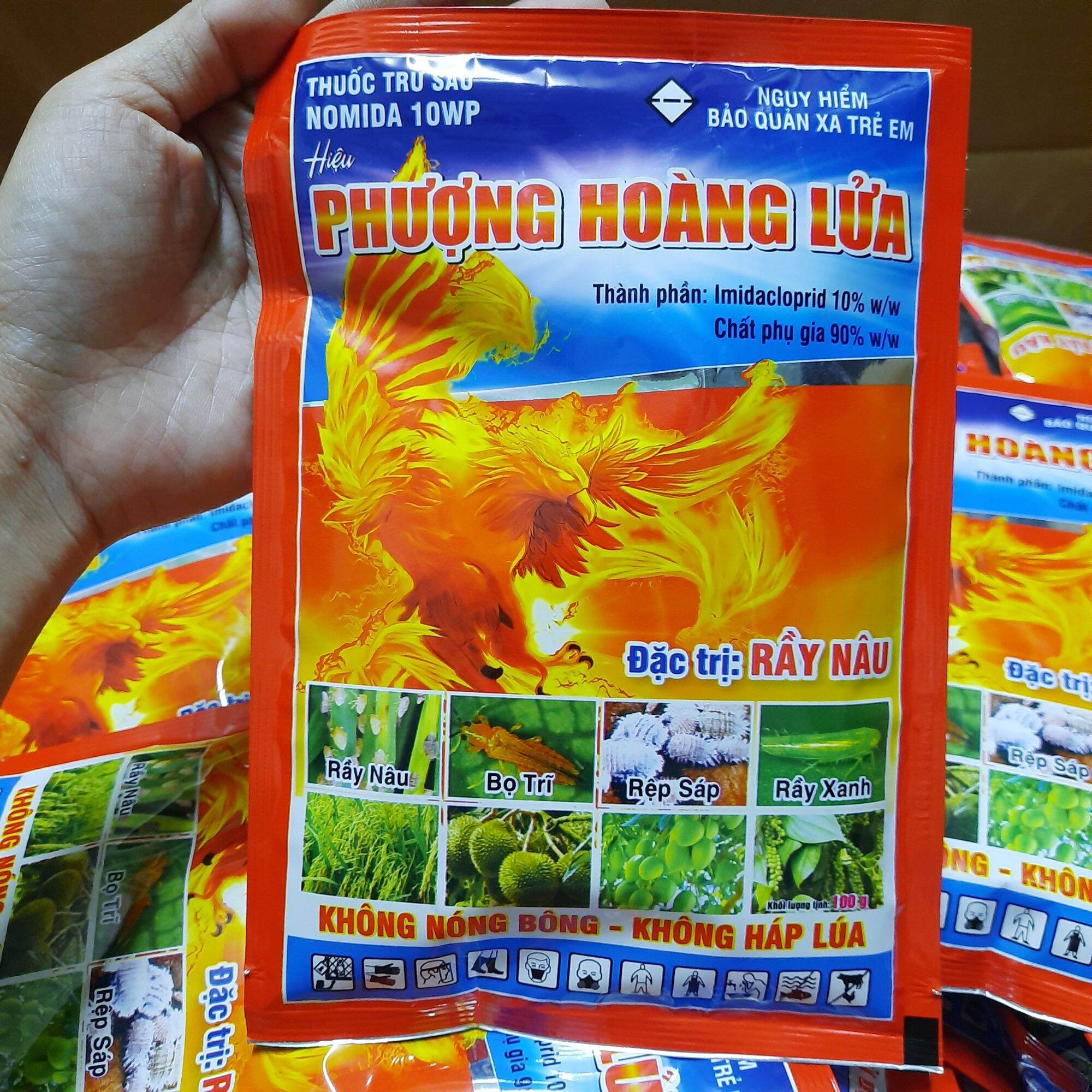 Phượng hoàng lửa đặc trừ rầy xanh, bọ trĩ, côn trùng chích hút thành phần imidacloprid gói 100g sử dụng 200l nước