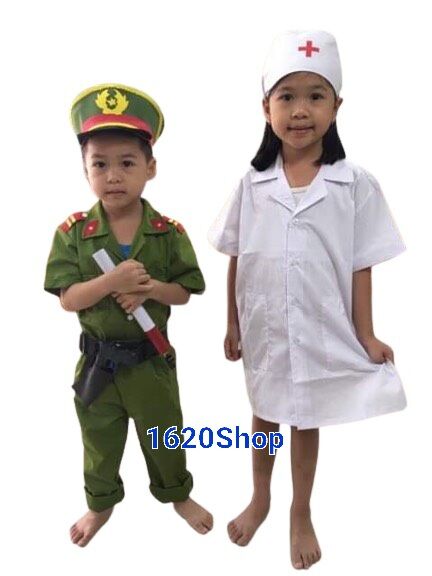 Đồ Hoá Trang Bộ Quần Áo CA Xanh Cho Bé