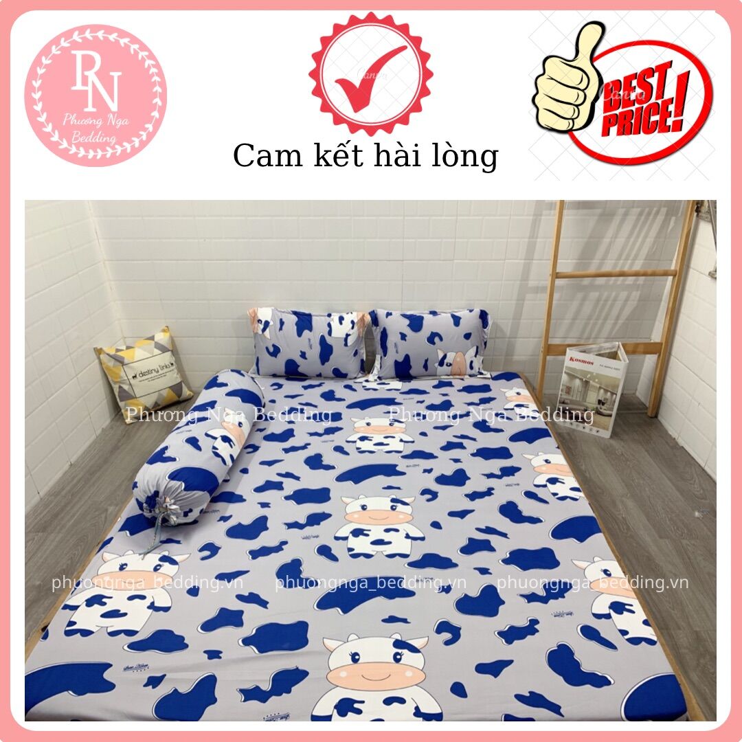 [HCM]Bộ ga 4 món thun lạnh Hàn Quốc mẫu Bò Sữa