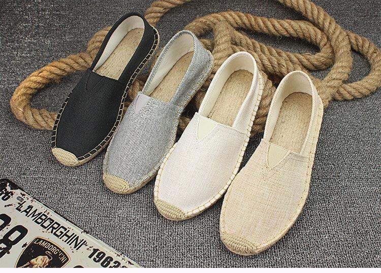 giày đế sợi đay bện cói mùa hè giày vải bố cho nam giày lười màu nâu vải lanh giày thường ngày giày nam nữ ngư dân thoáng khí 5