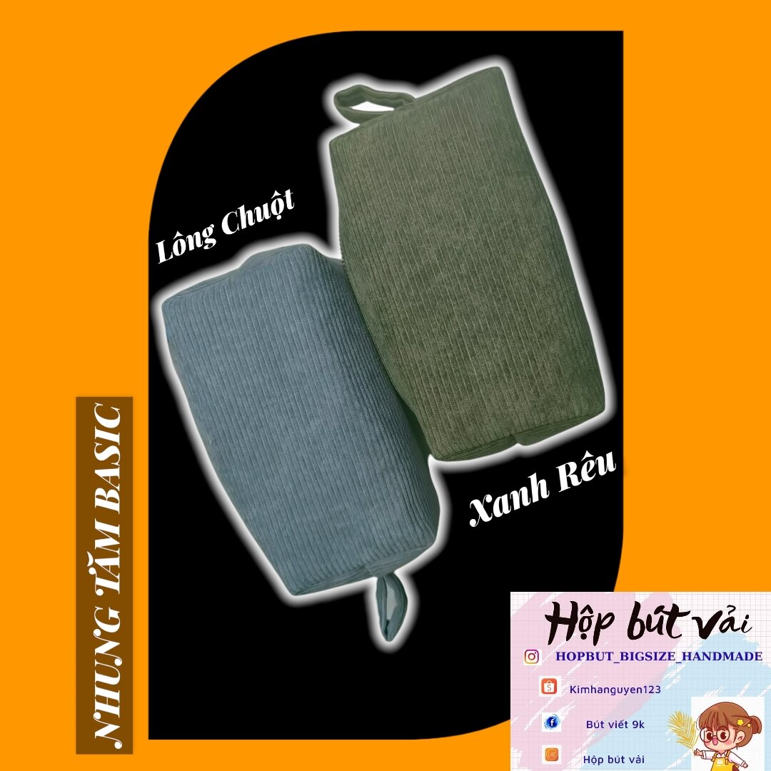 hộp bút vải nhung tăm