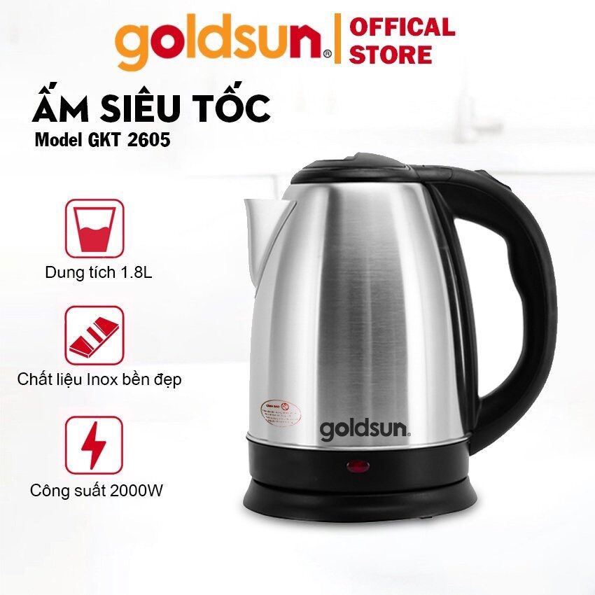 Ấm siêu tốc Goldsun GKT2605, ấm đun nước siêu tốc
