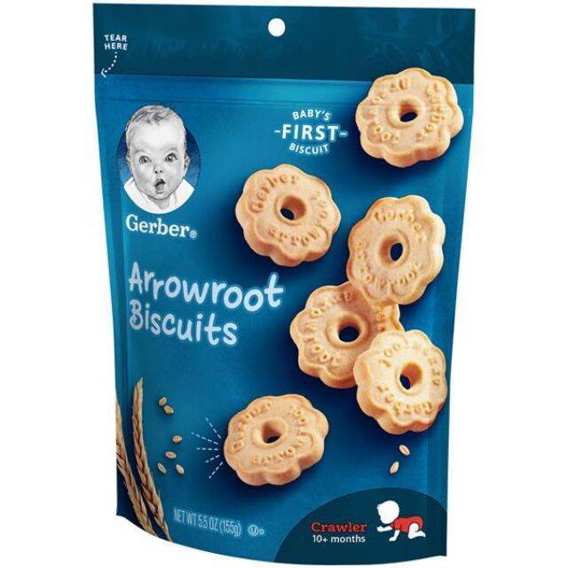 Bánh quy ăn dặm Gerber Arrowroot Cookies 155g cho bé từ 10 tháng