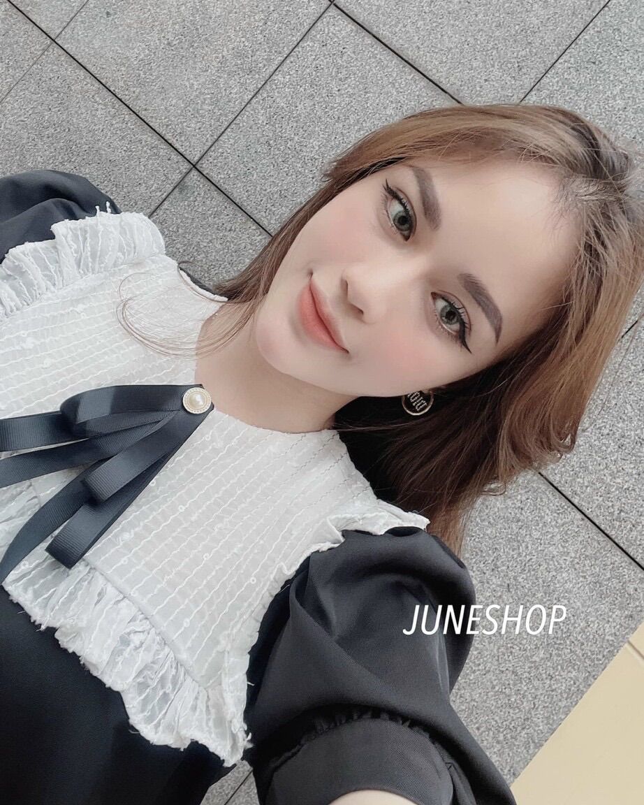 Đầm bầu công sở đen phối nơ thời trang