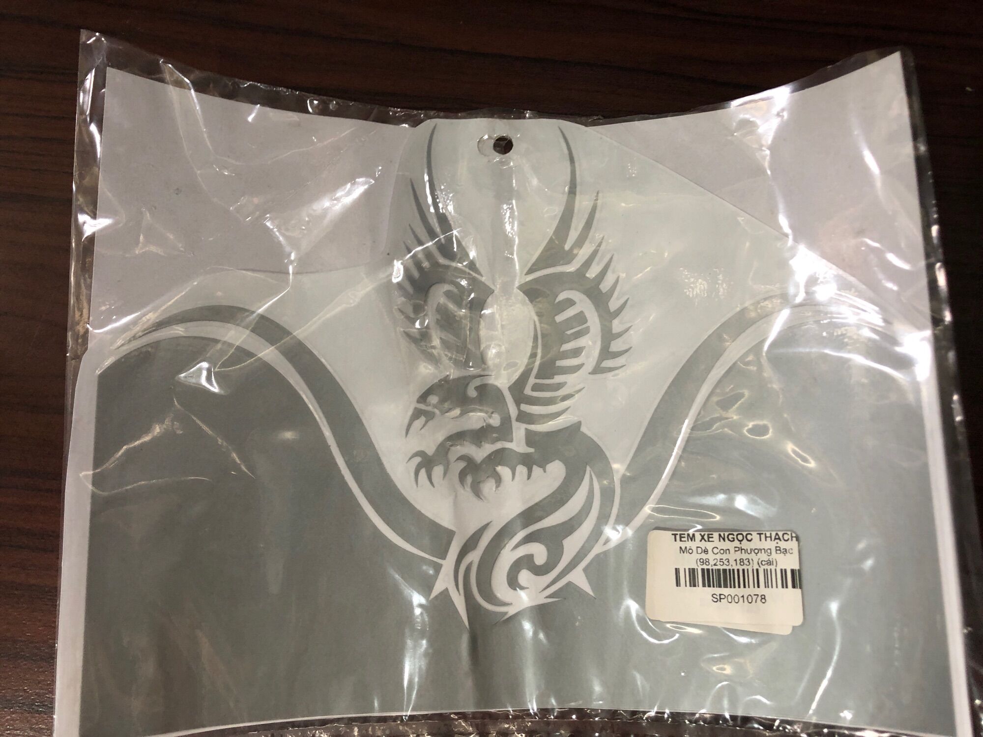 Tem dán mỏ dè con phượng decal bạc