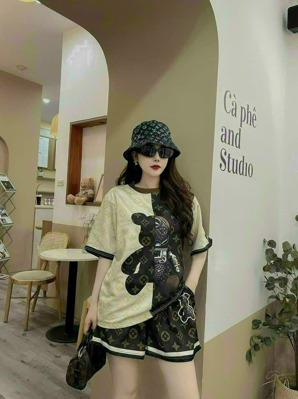 Bộ short hoạ tiết gấu 3d cao cấp