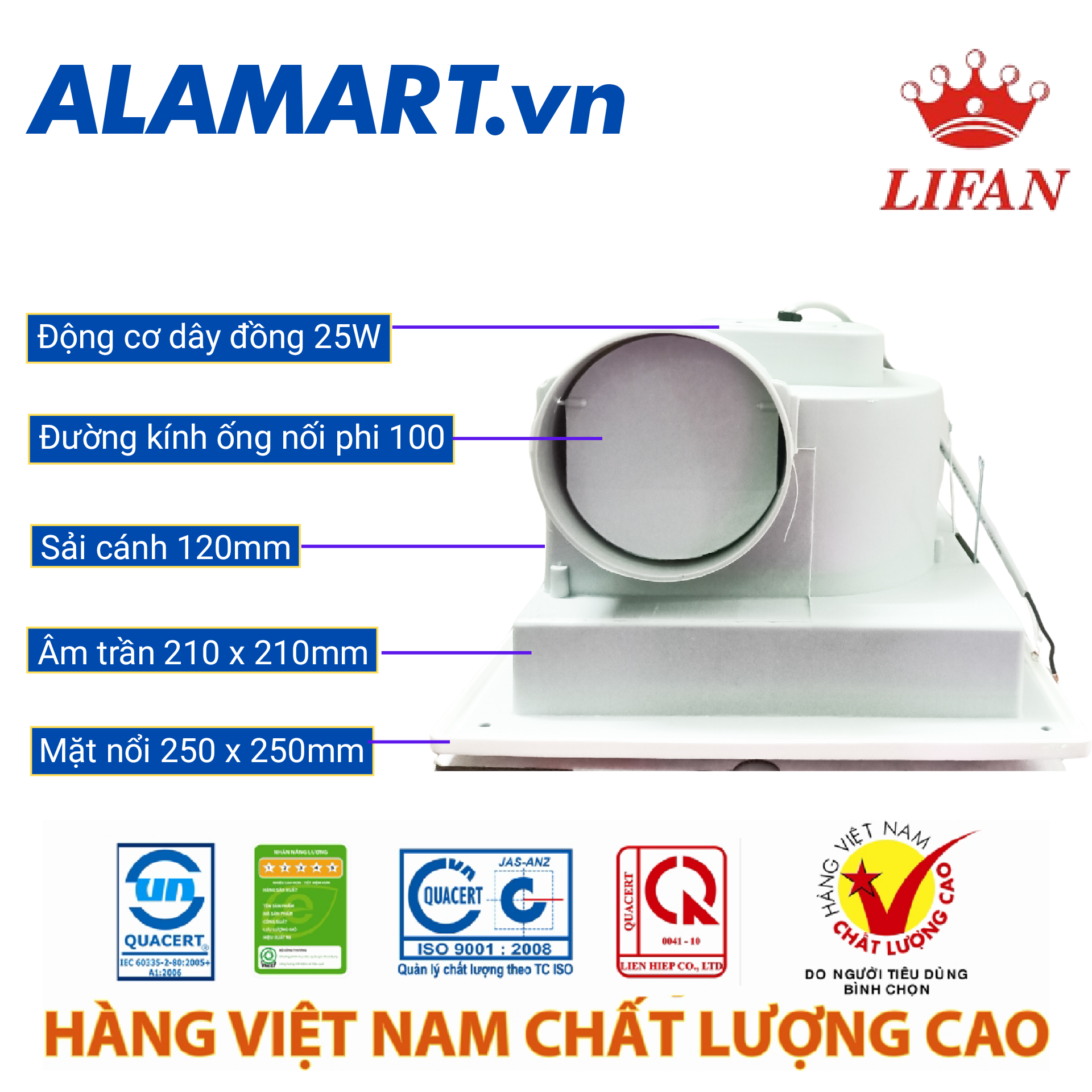 Quạt Hút Âm Trần LIFAN HT-20B