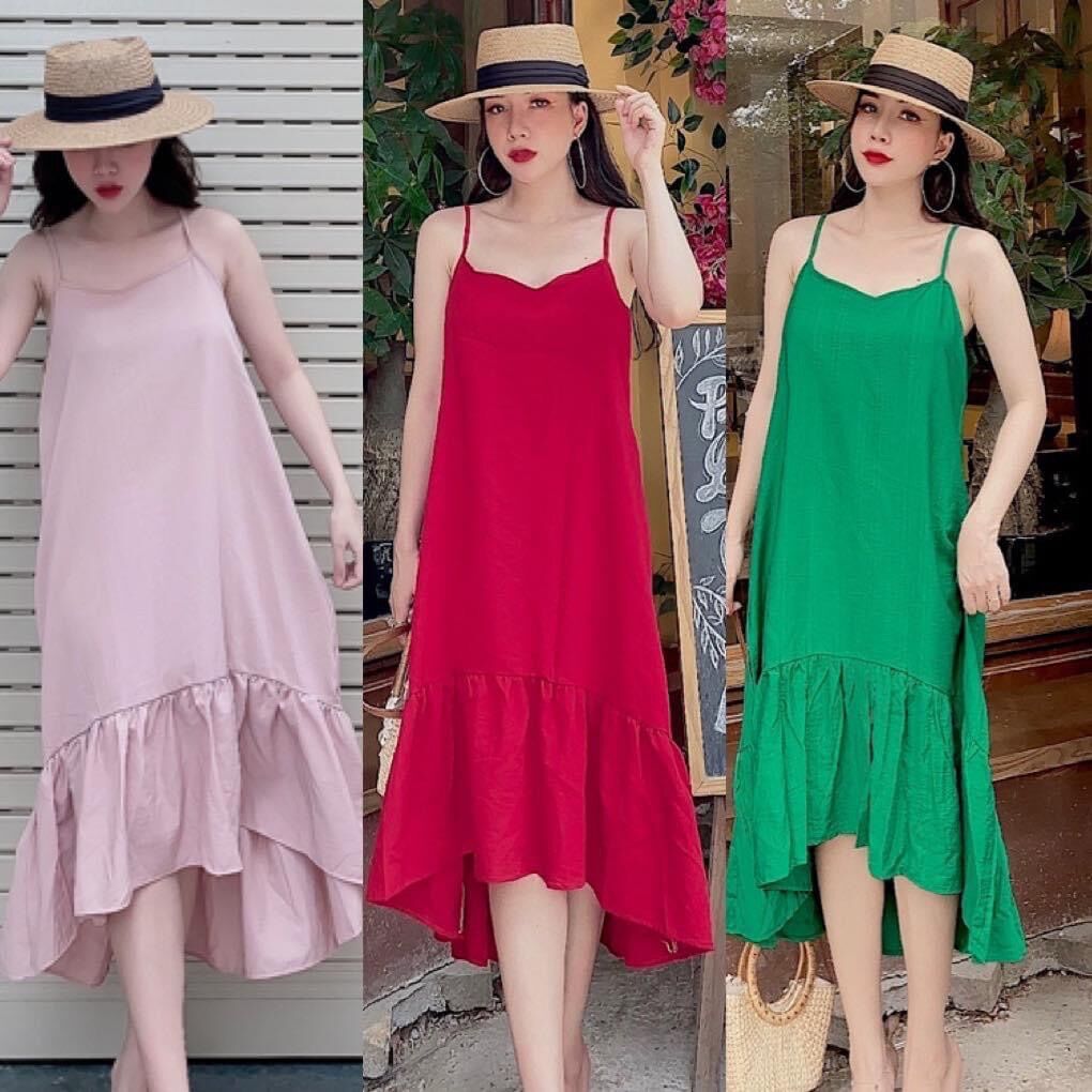 Đầm bầu 2 dây mùa hè cực xinh