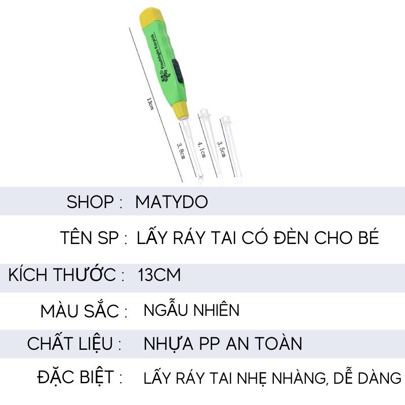 Lấy ráy tai có đèn 3 đầu đa năng cho bé