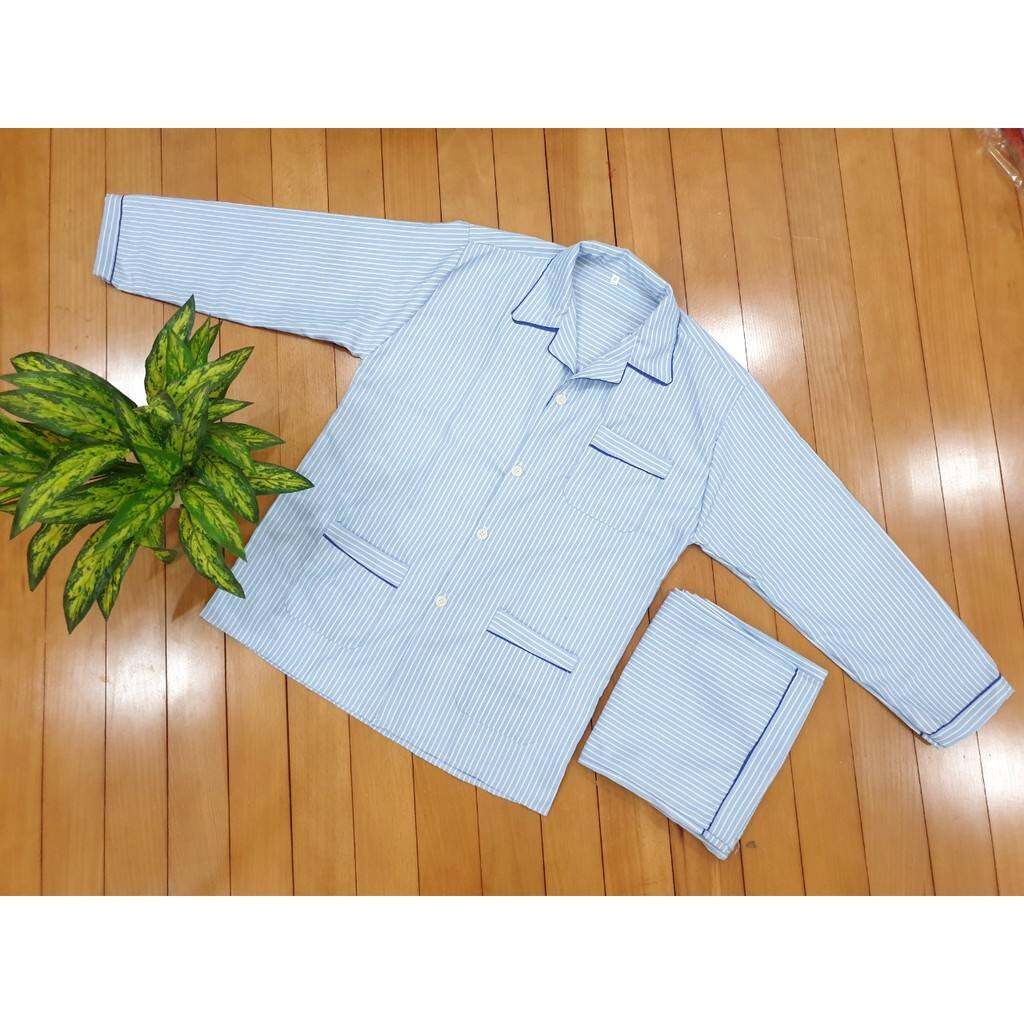 Bộ kẻ pijama dài tay dành cho nam trung niên và ông già
