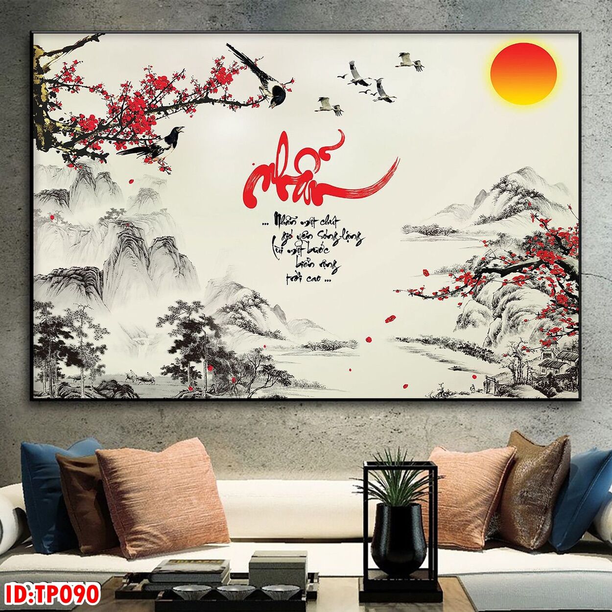 Tranh tráng gương thư pháp