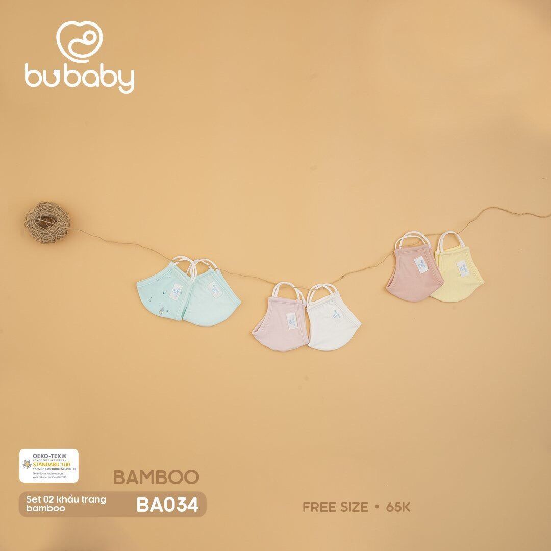 Khẩu trang trẻ em sợi tre Bubaby cho bé (set 2 chiếc)