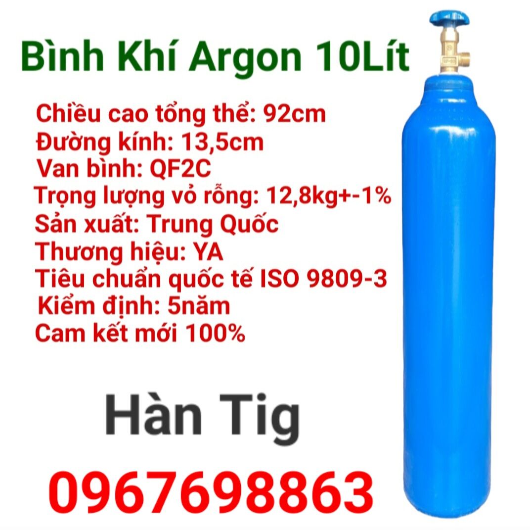 Bình khí Argon hàn Tig 10Lít
