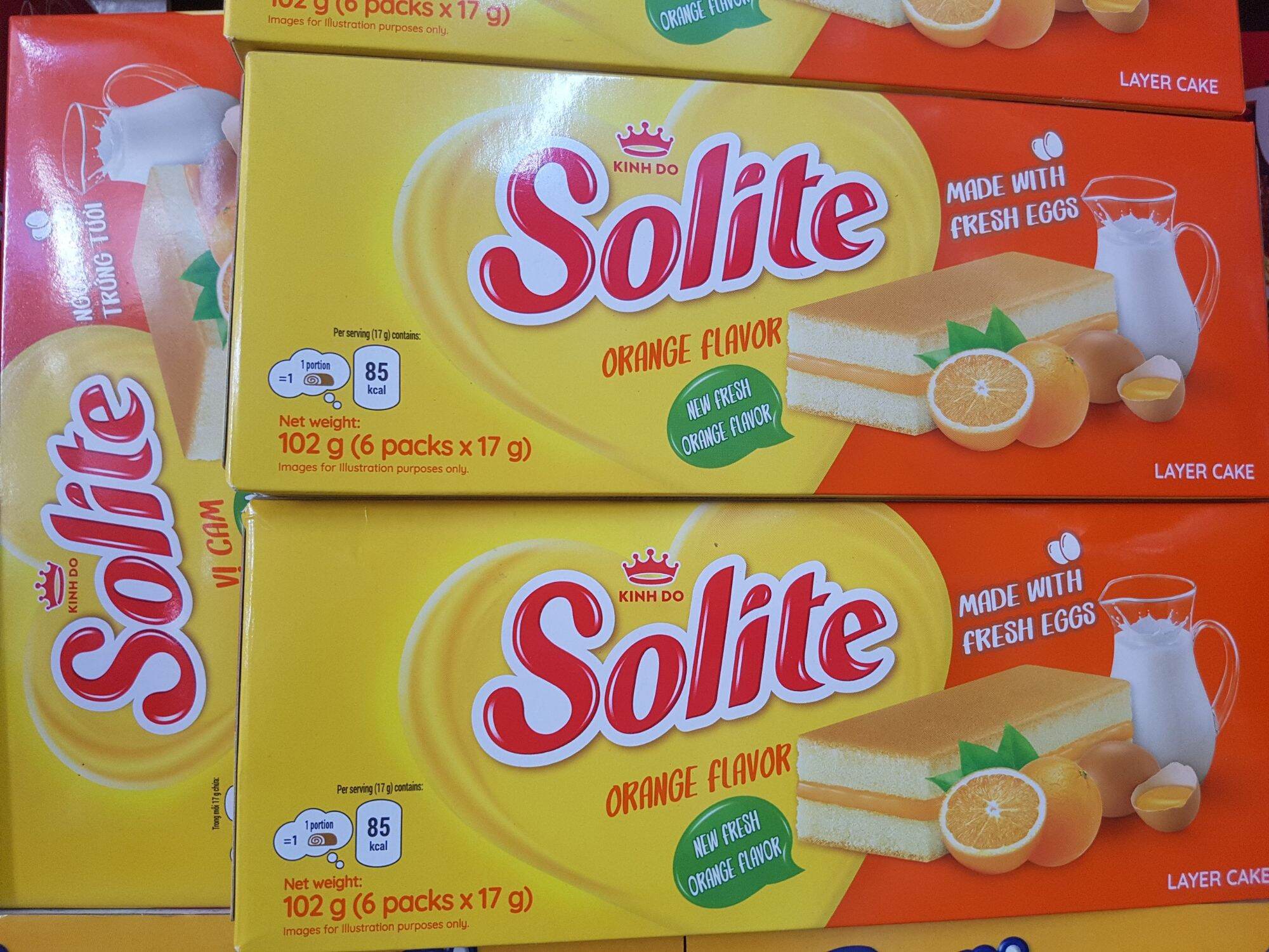 Bánh bông lan solite vị cam 102g