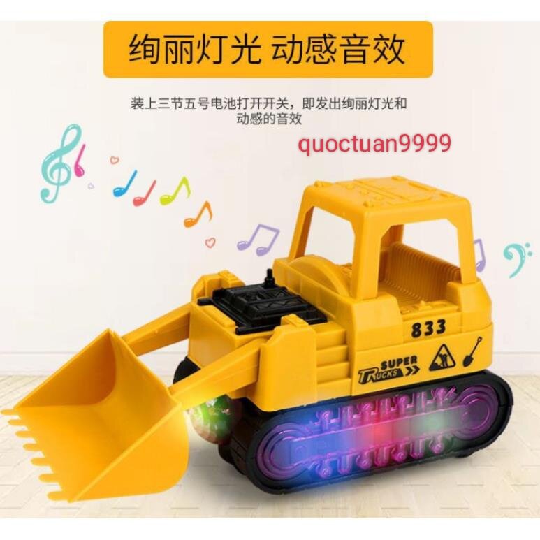 Đồ chơi xe máy ủi máy xúc có nhạc và đèn