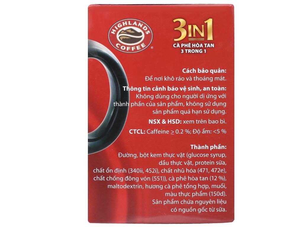 Cà phê sữa hòa tan HIGHLANDS COFFEE hộp 10 gói (10 gói x 17g)