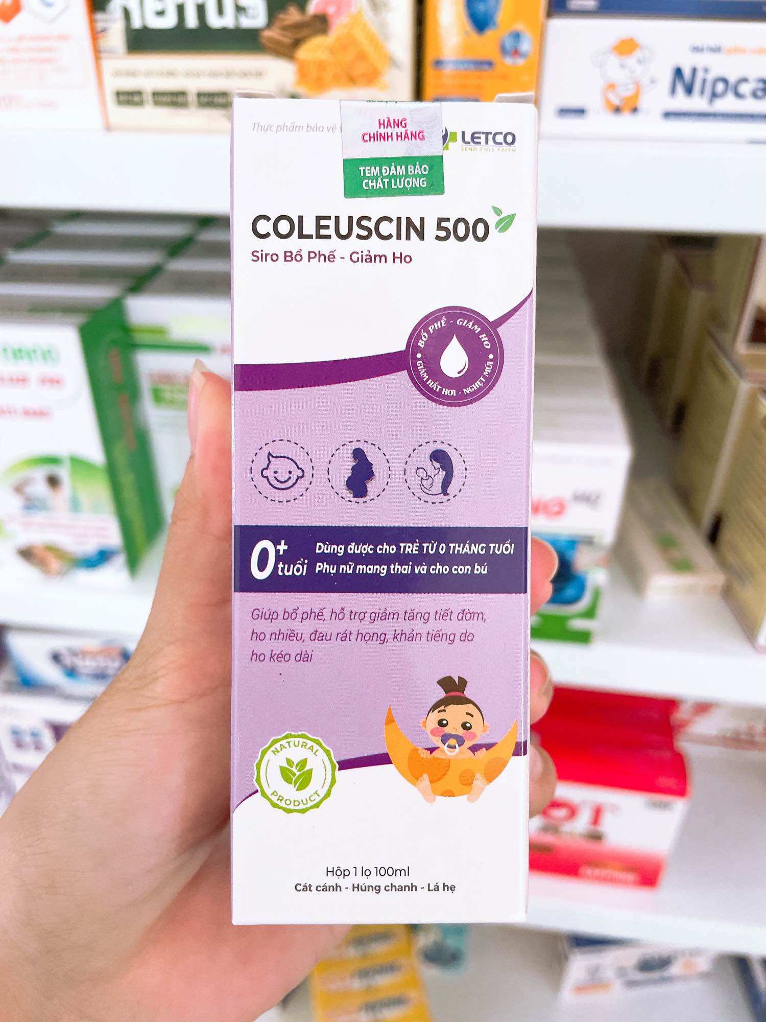 Siro bổ phế giảm ho Coleuscin 500 dùng được cho trẻ sơ sinh