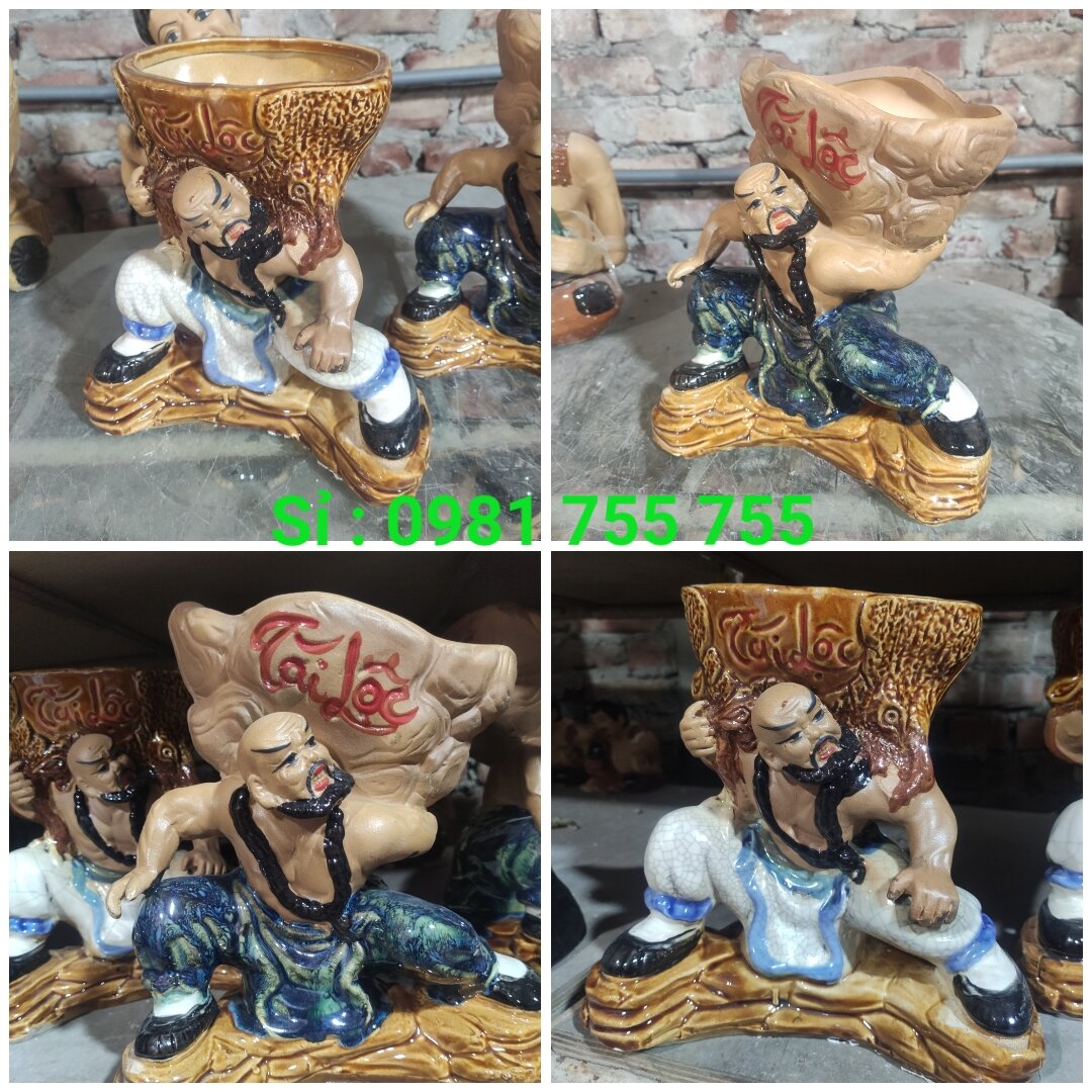 Chậu cây bonsai,chậu sứ lỗ trí thâm vác đĩnh vàng gốm sứ bát tràng loại 1