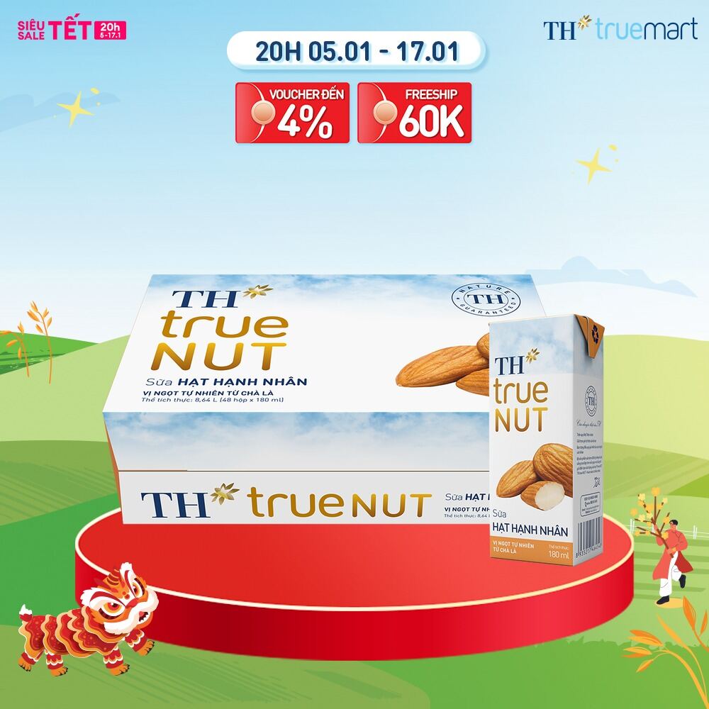 Thùng 48 hộp sữa hạt hạnh nhân TH true NUT 180 ml (180 ml x 48)