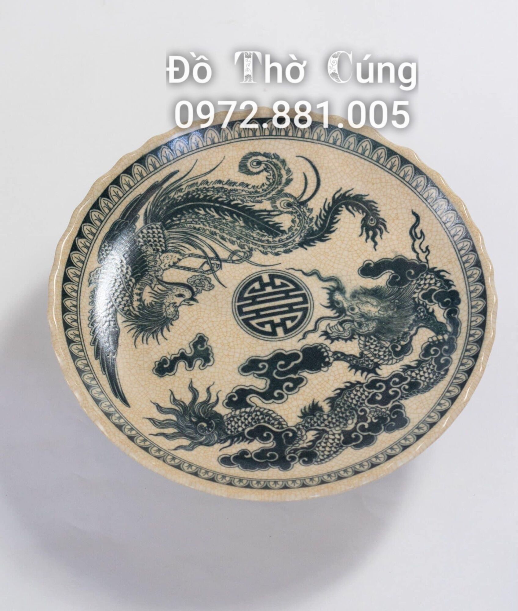Mâm bồng đựng đồ lễ thờ Men Rạn Đen
