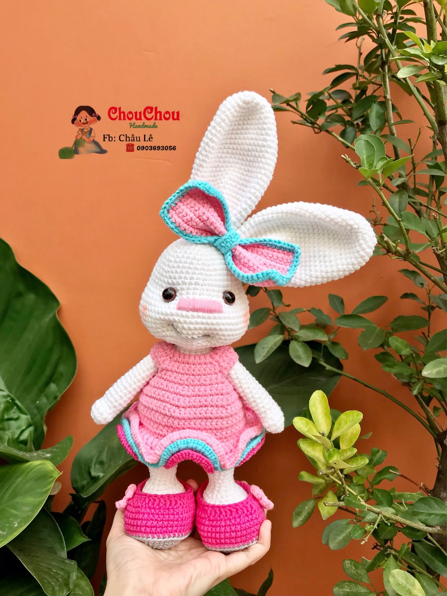 [HCM]Thú len nhồi bông handmade - Thỏ len handmade