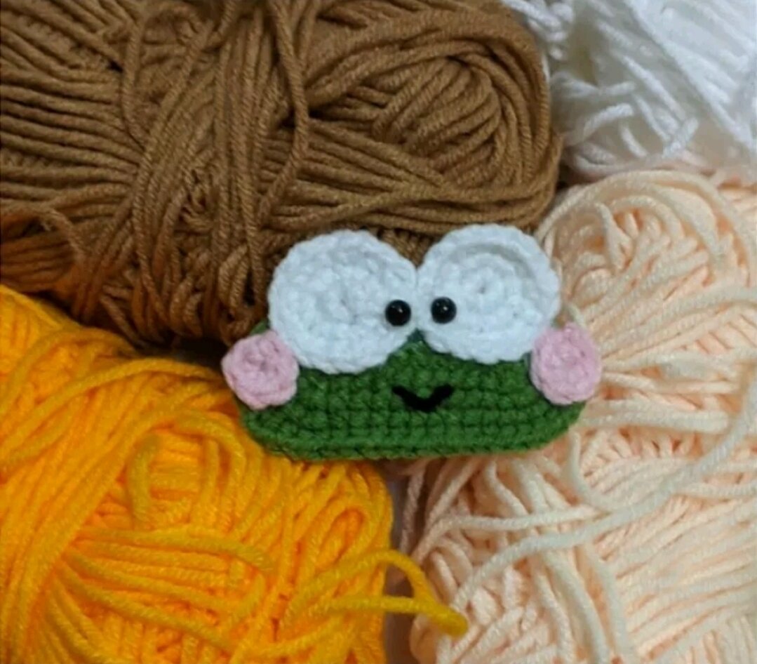 Kẹp, bím tóc ếch xanh dễ thương handmade bằng len
