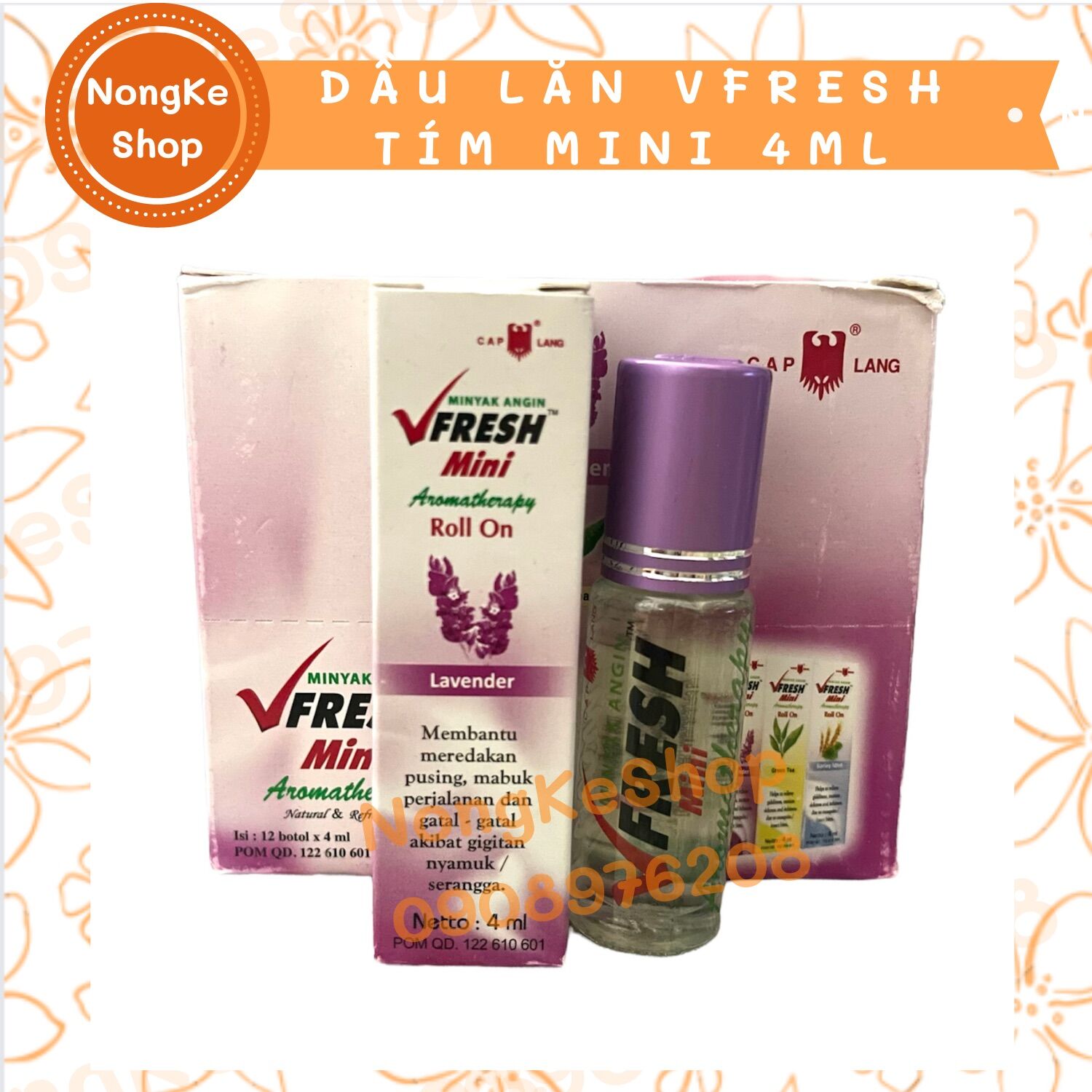 [HCM] Lố 12 chai dầu lăn Vfresh tím mini 4ml