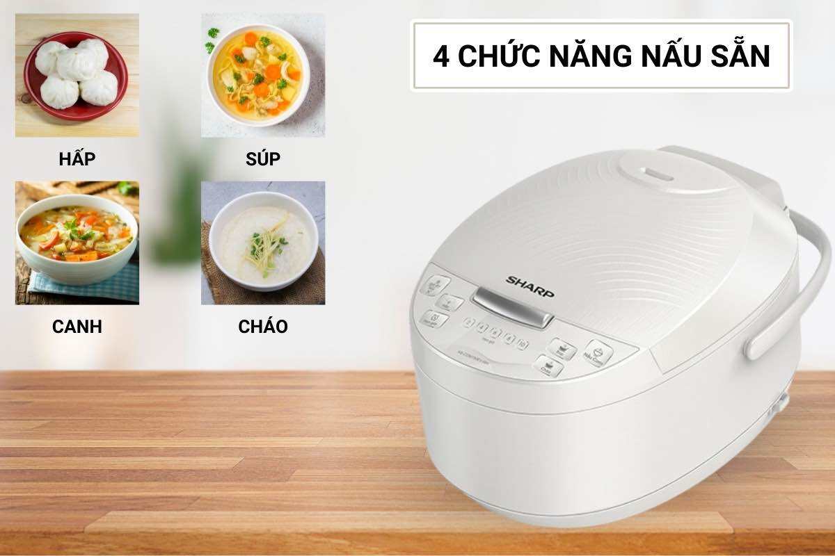 Nồi cơm điện tử Sharp 1.5 lít KS-COM150EV-WH. 