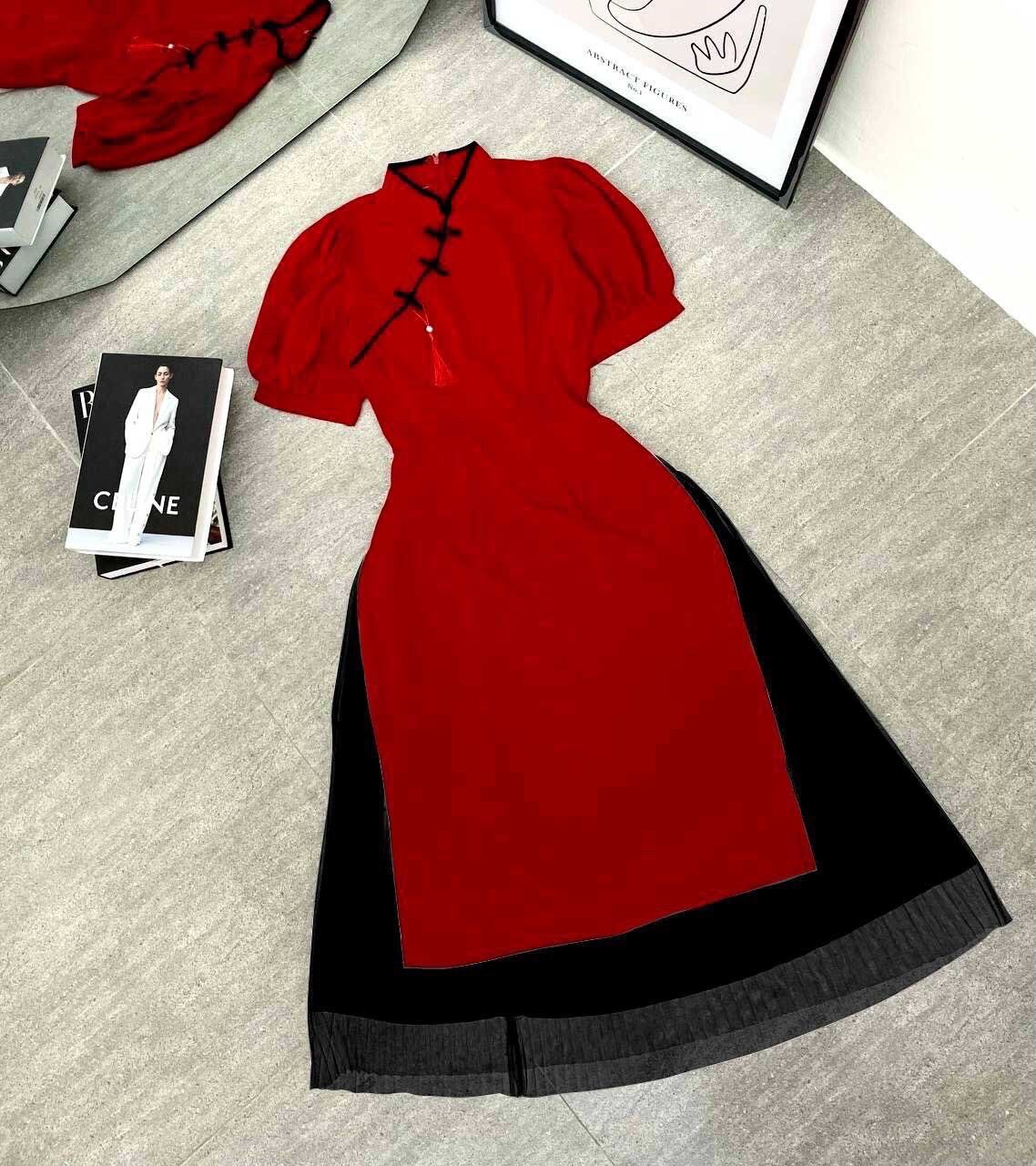 Set áo dài kiểu dáng trung hoa