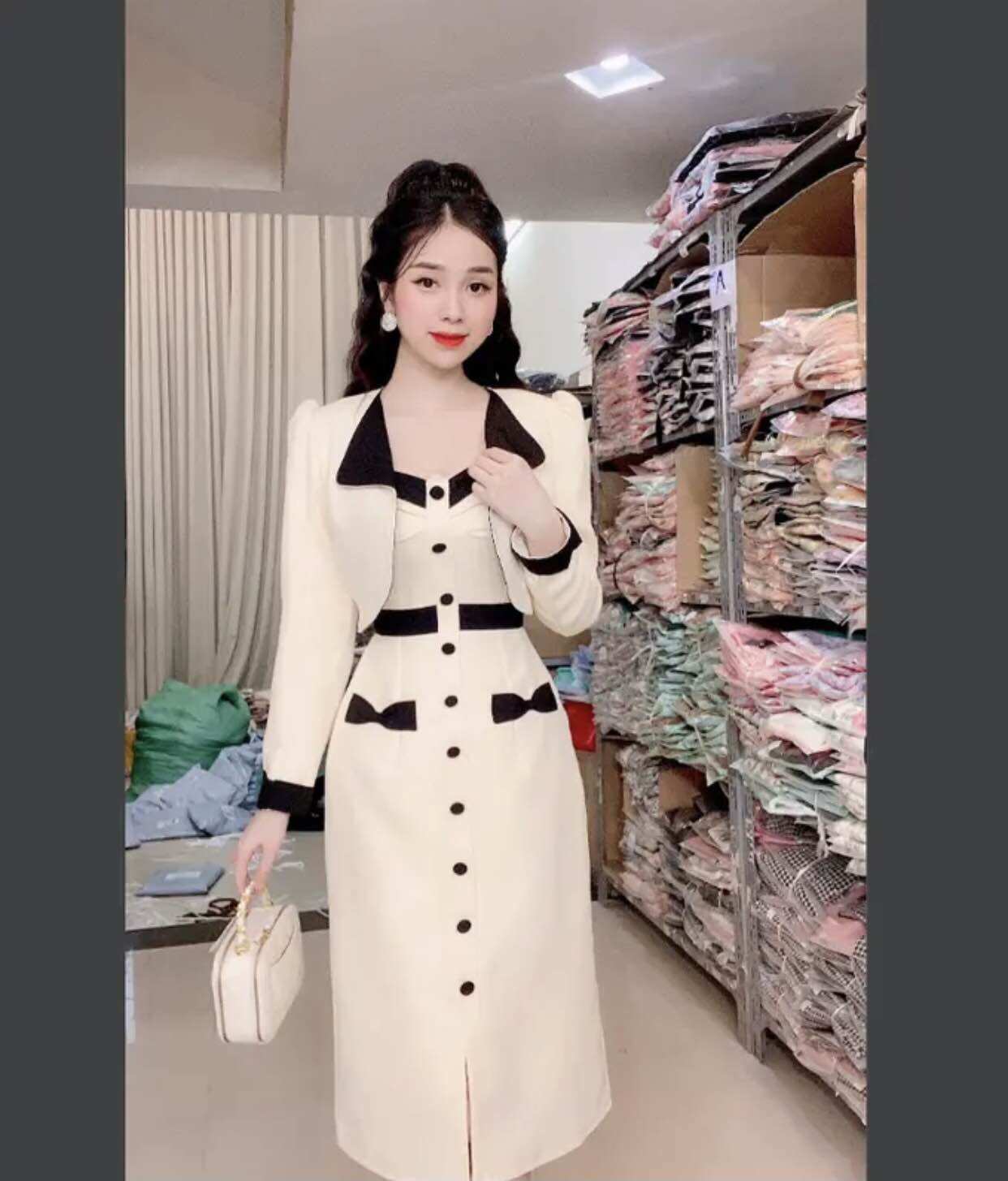 Set đầm 2 dây dáng dài phối áo khoác sang trọng
