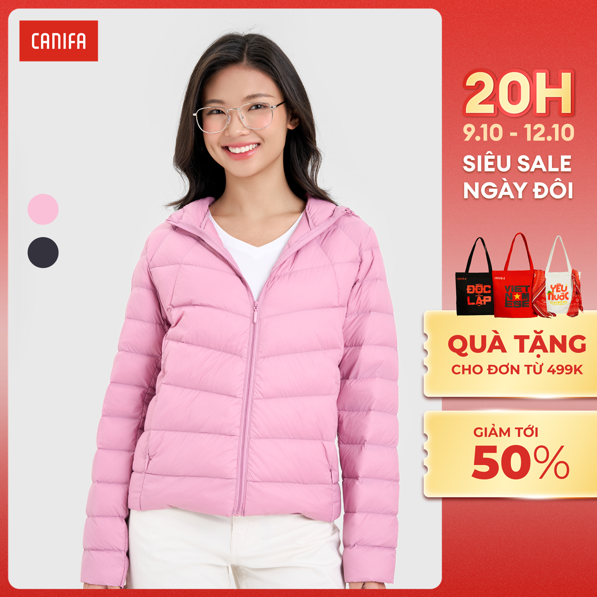 [20H 9-12.10 VOUCHER TỚI 500K] Áo khoác lông vũ nữ CANIFA 6OT24W012