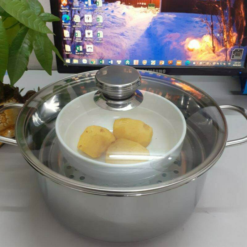 Vỉ hấp inox có chân đế size 22 Hàng vietcook chính hãng