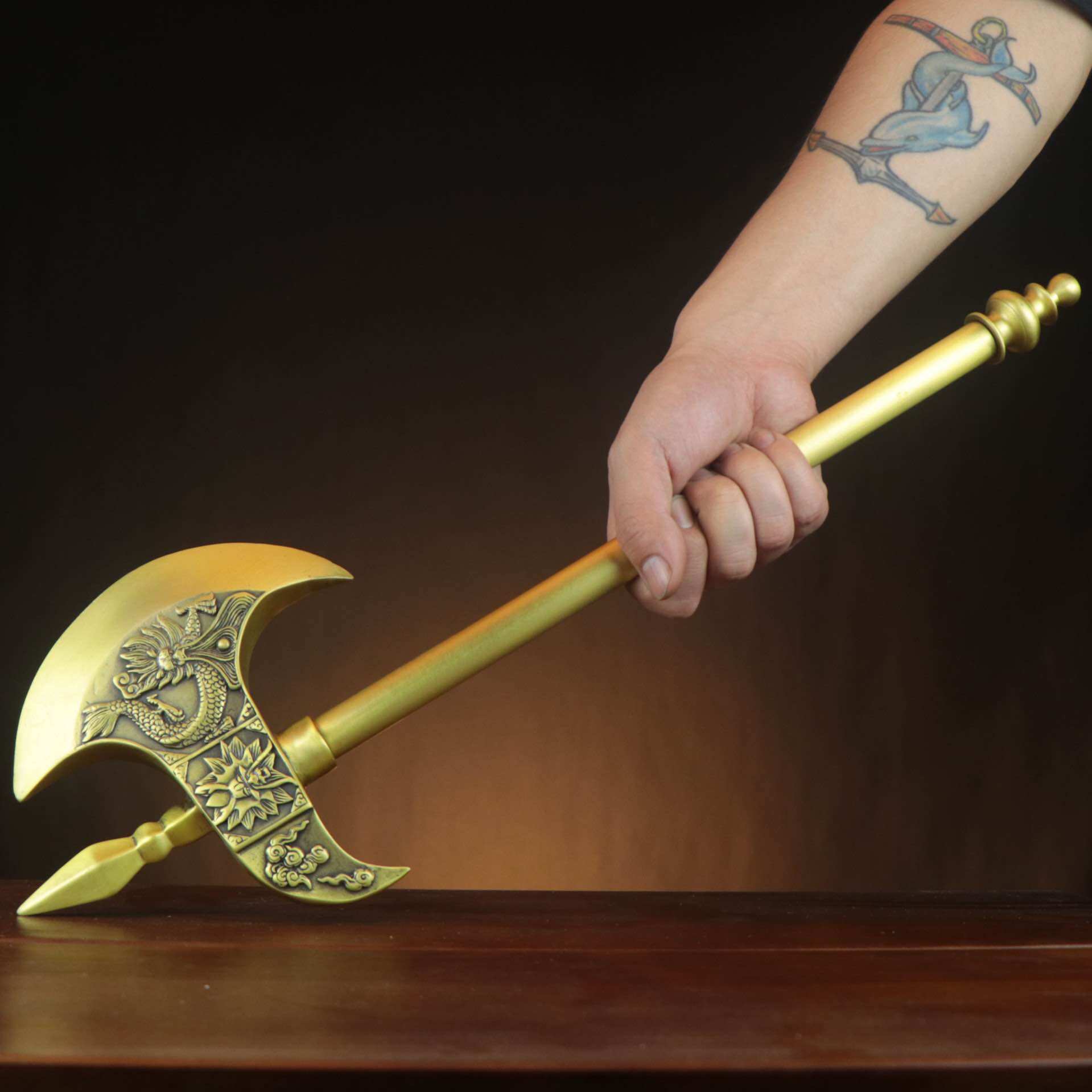 [Trả góp 0%]Rìu Thần kim long bằng đồng dài 50cm