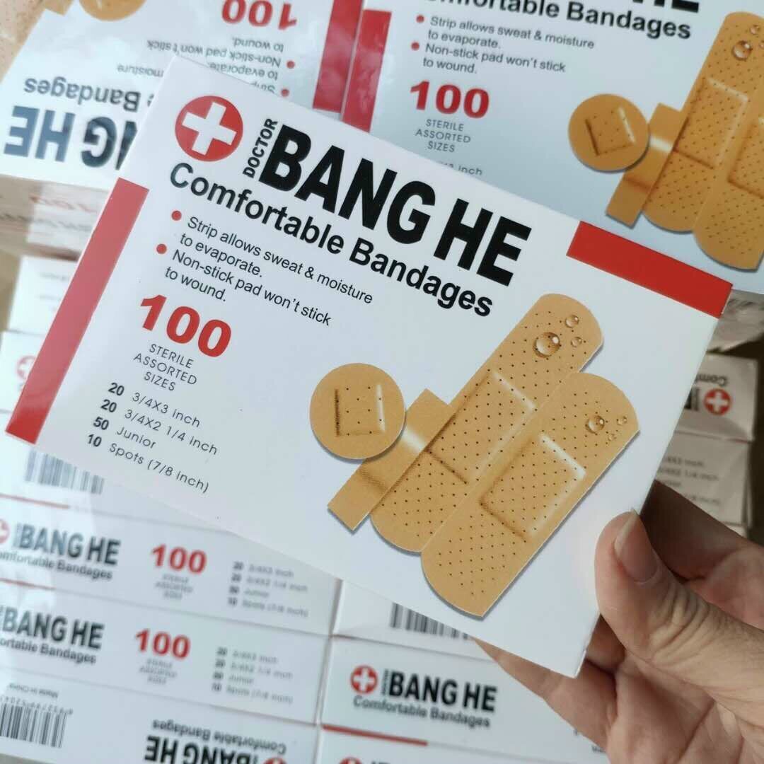 Thanh lý Băng gâu dán vết thương BANG HE, hộp 100 miêngs các cỡ