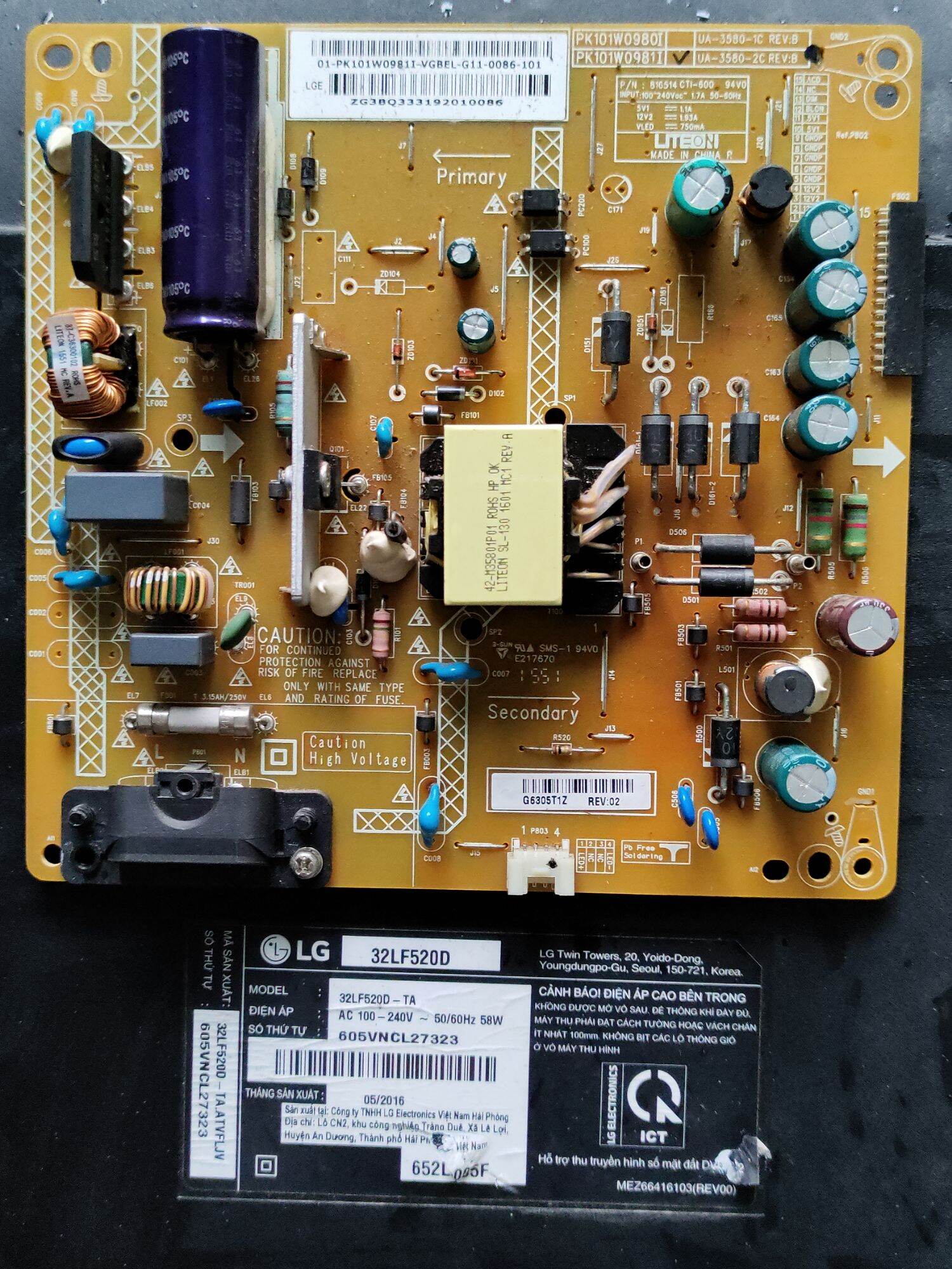 Board mạch tivi lg 32lf520d