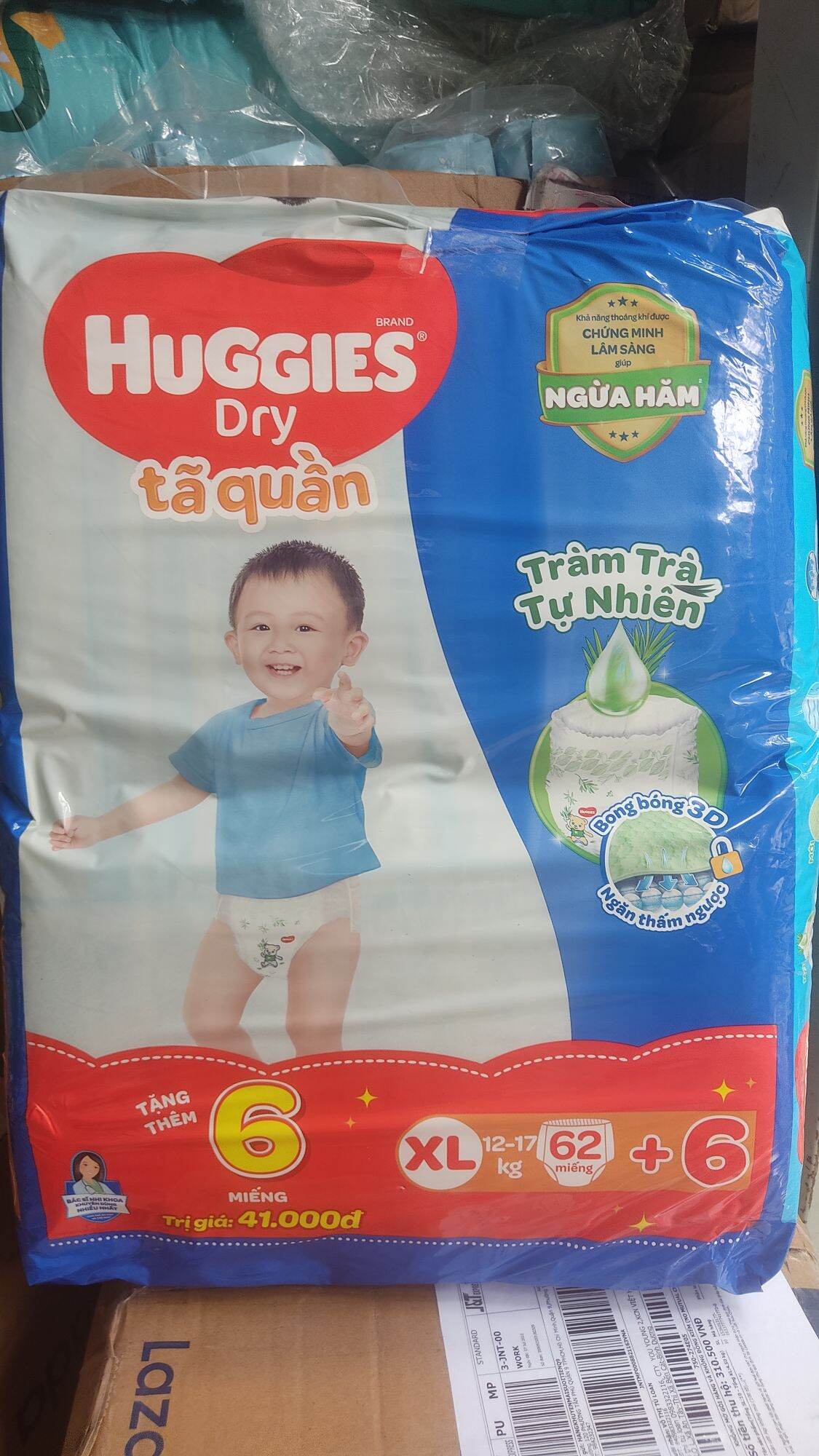 Tặng 6 miếng - Tã Quần Huggies Dry XL62 ( từ 12-17kg) - HSD Luôn Mới