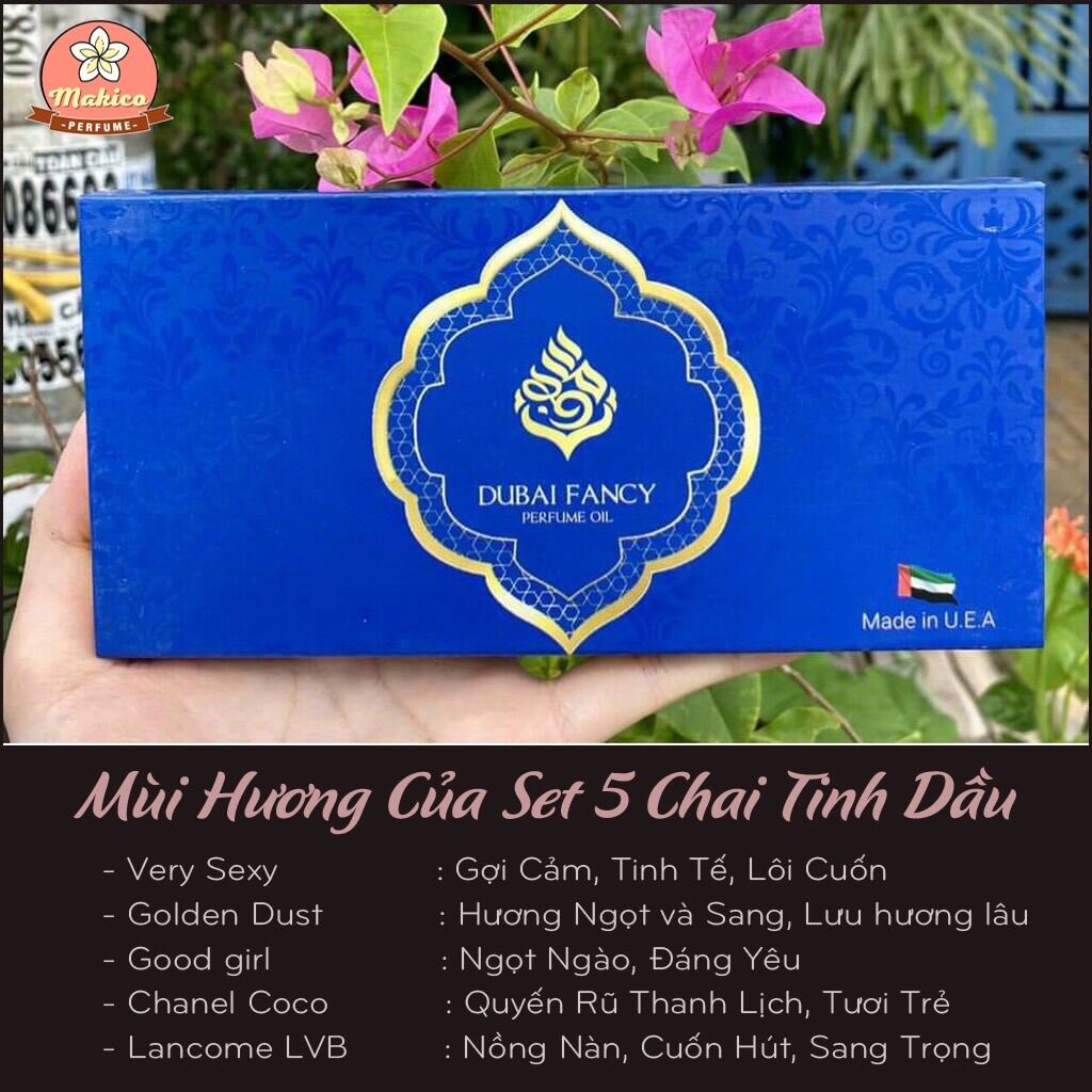 Set 5 Chai Tinh Dầu Nước Hoa Dubai