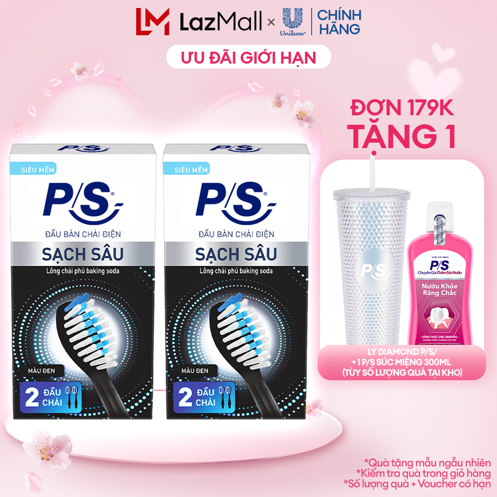 Bộ 4 đầu bàn chải điện P/S S100 Pro - Sạch Sâu Màu Đen