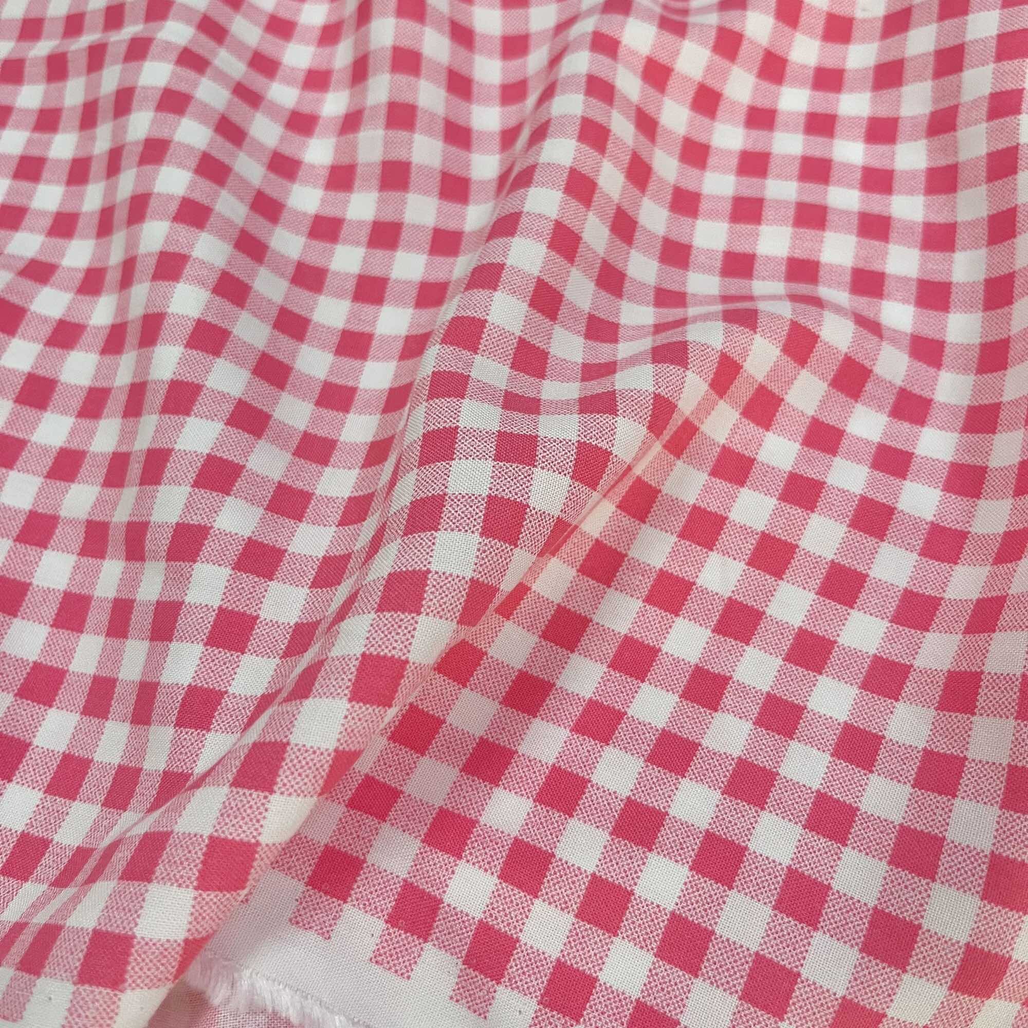 Vải tole cotton 100% in caro nhí hồng baby mềm mát rũ khổ 1m40