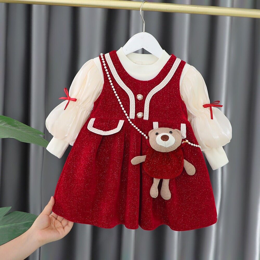 Sét váy gấu xinh cho bé gái